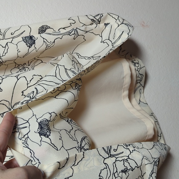 LOFT Cream and Black Floral Midi Dress Size XS - Picture 7 of 10